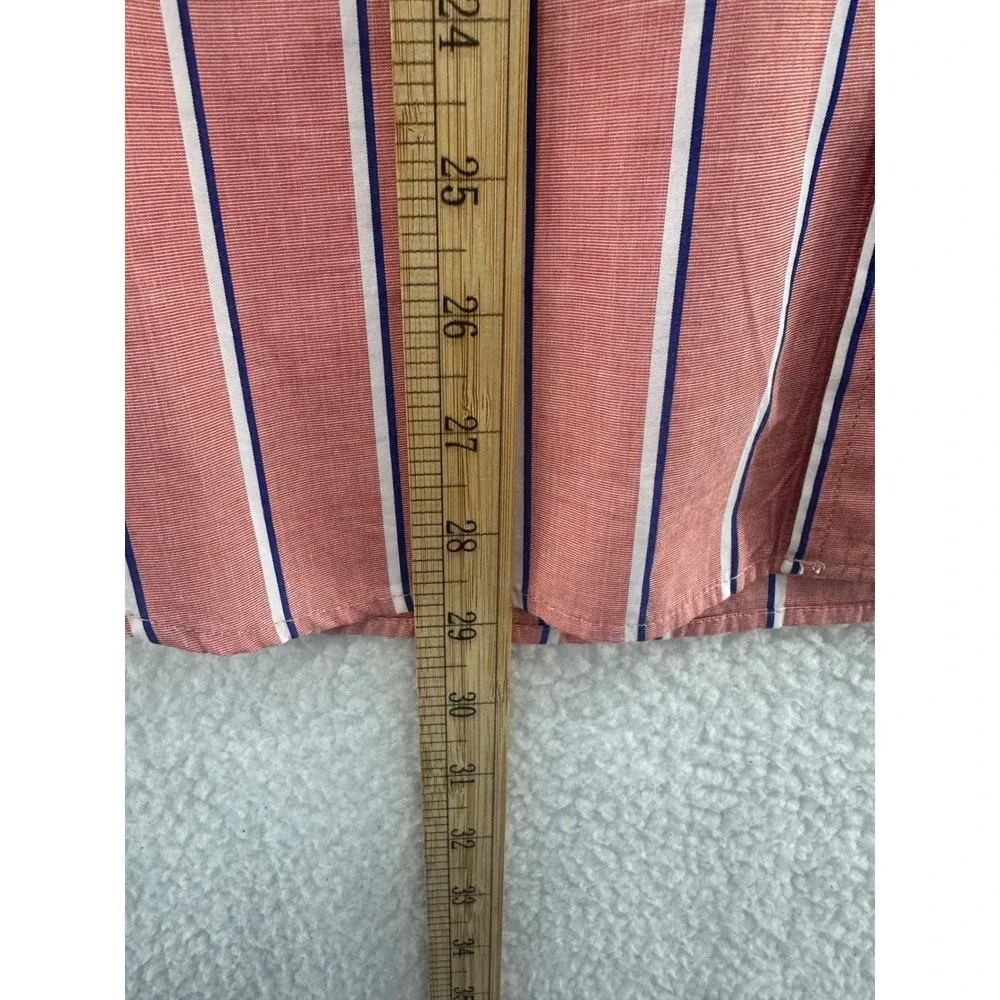 Banana Republic Mens Standard Fit Striped Button Down Shirt Large Coral Blue
